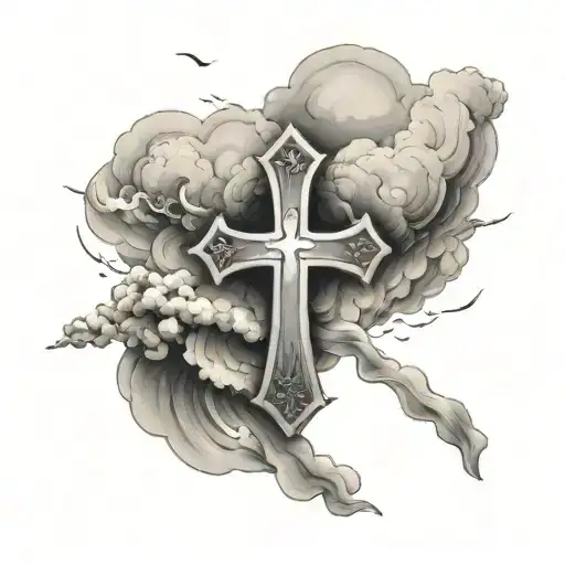 Crosses With Clouds And A Bible Verse Written