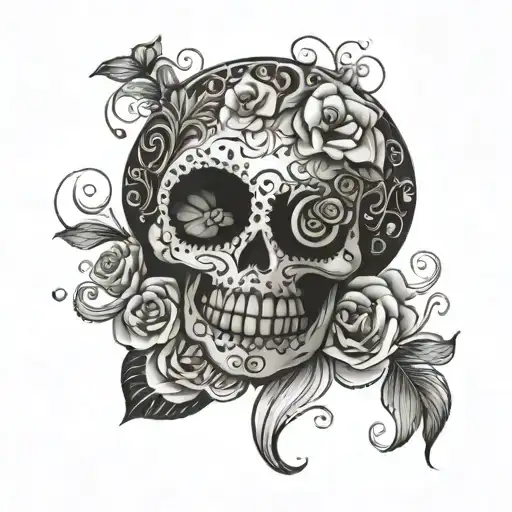 Sugar Skull Full Black Grey