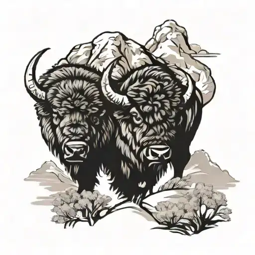 Mountain Landscape With Bison