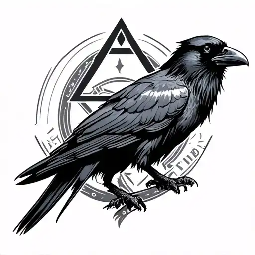 Raven With Valknut Symbol Incorporated