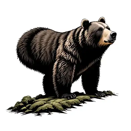 Nature Scene With A Bear Standing