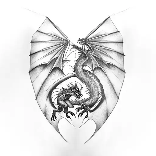 Dragon Sleeve With Realistic Features Flying Over A Town And Destroing It