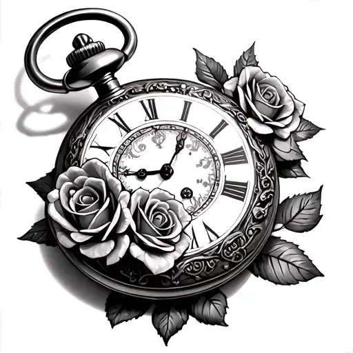 Gothic Pocket Watch With Roses And Tombstones
