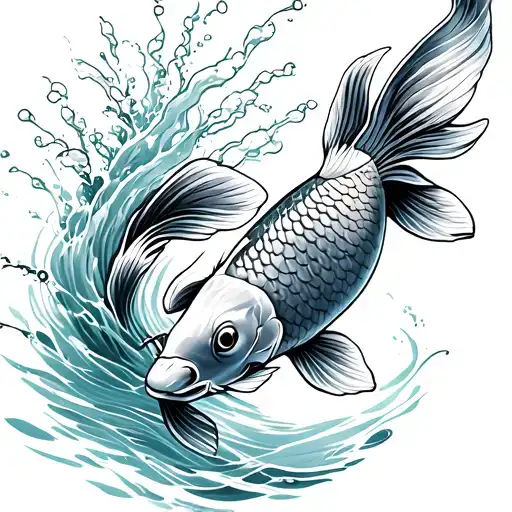 Koi Fish Swimming Upstream