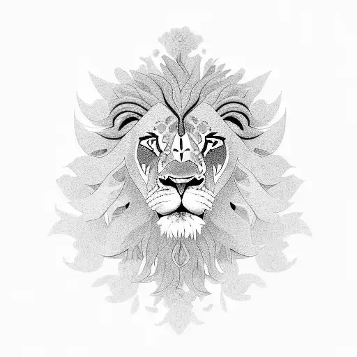 A Lion Composed Of Intricate Floral Patterns