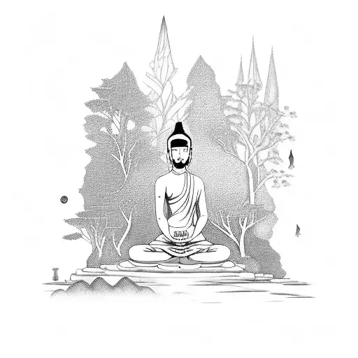 A Serene Scene Of Sao Bento Meditating In A Tranquil Forest