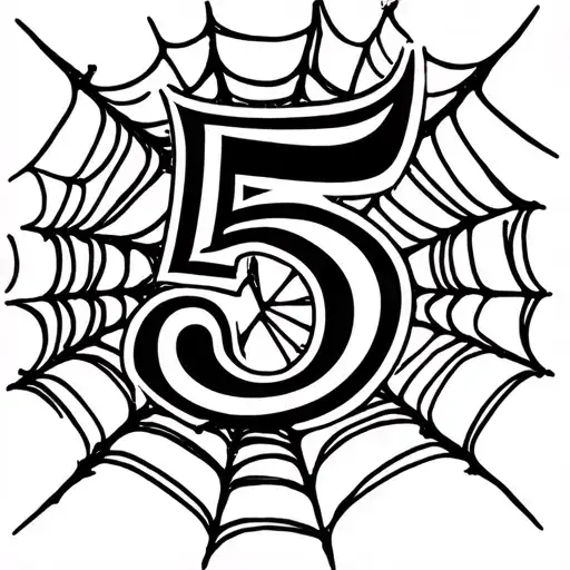 Number 5 Surrounded By Spider Web