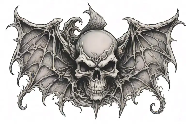 Gothic Bat Winged Skull