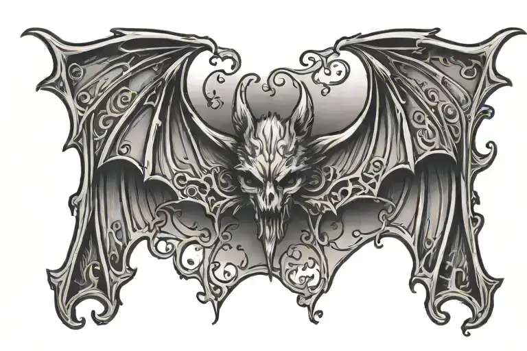 Gothic Bat Tramp Stamp Simple Outline