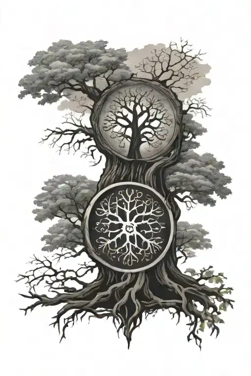 Vegvisir And Yggdrasil Tree