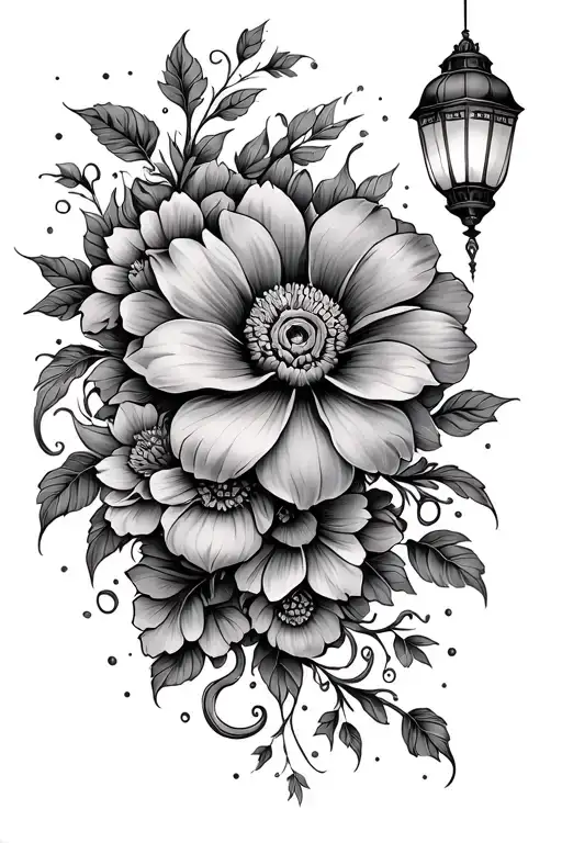 Tangled Flower And Lanterns In Color