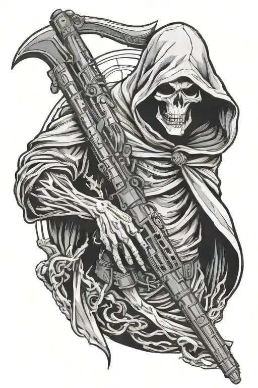 Reaper With One Gun In Hand Reaching