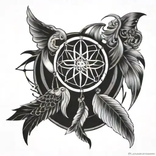 Aquarius Taurus Ankh Dream Catcher Koi Fish