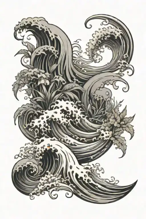 Ocean Waves And Plants