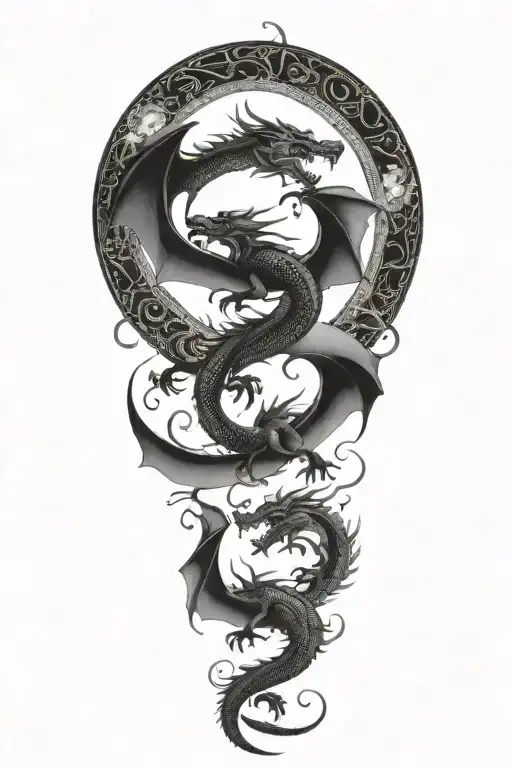 3 Dragons Flying Towards The Sun