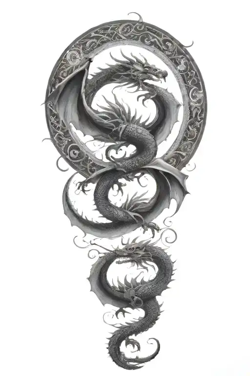 3 Dragons Flying Towards The Sun