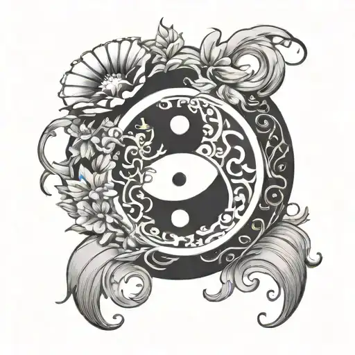 Ying And Yang Symbol Surrounded