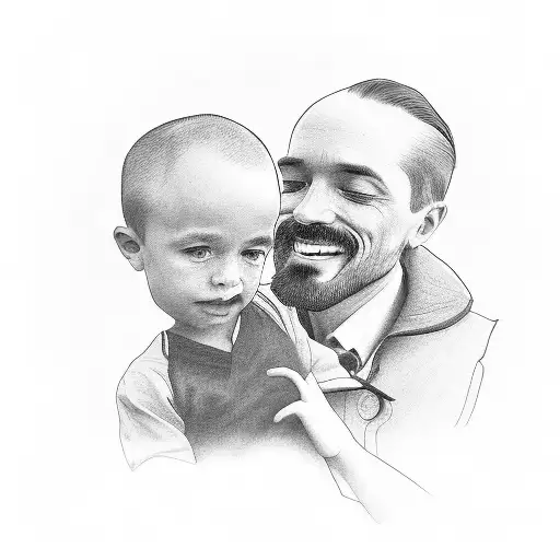 A Portrait Of A Father And Son Watching The Sunset