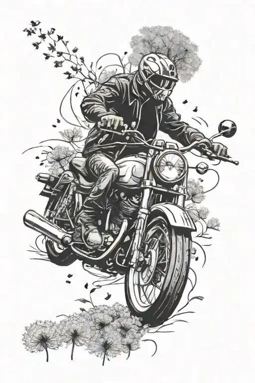 Motorbike And Dandelion Blowing