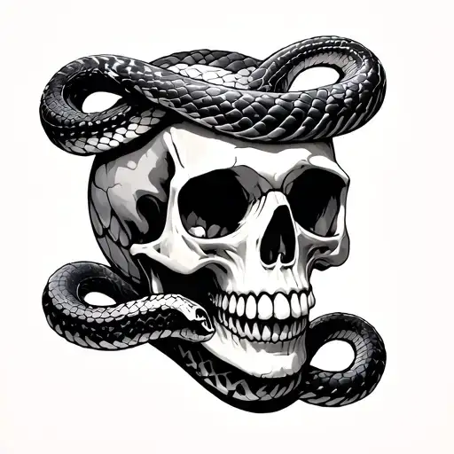 Two Snakes Coming Out Of A Skull