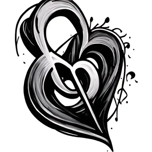 D Music Note Shaped Like A Heart