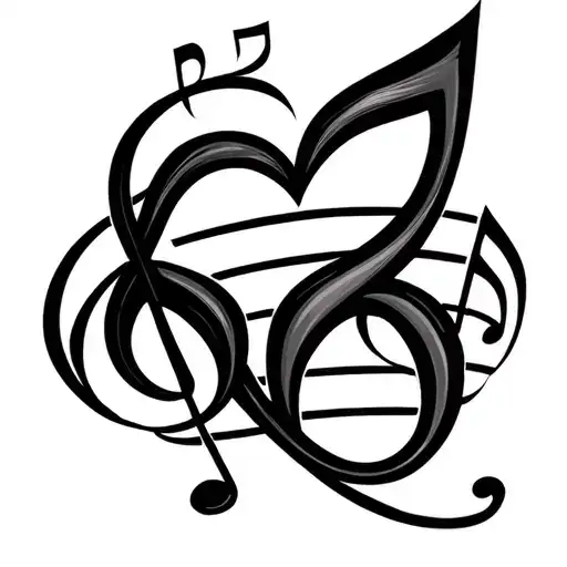 Identifiable D Music Note Shaped Like A Heart On Treble Clef