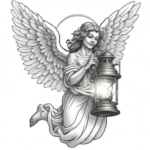 Angel Holding A Lantern Shining Light