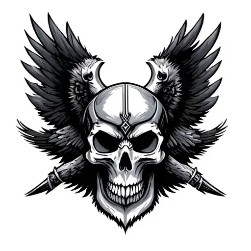 Viking Raven And Skull