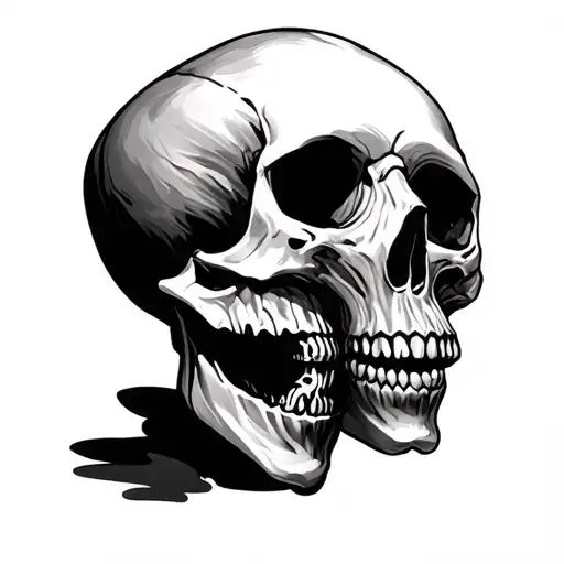 Two Skulls One Black And One White