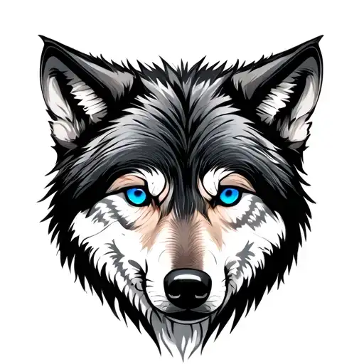 Black And Gray Wolf With Blue Eyes