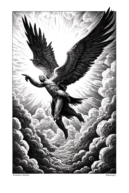 Ikarus Falling From The Sky While Pointing At The Sun