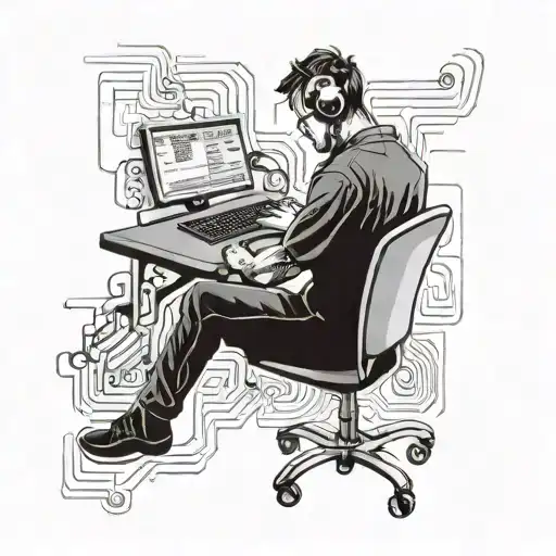 An Abstract Representation Of A Software Developer Coding To The Beat Of 'In The End'