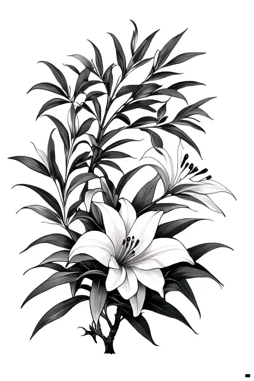 An Olive Tree And A Lily Plant Intertwined