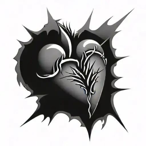 Broken Heart Shape With Spike Around It