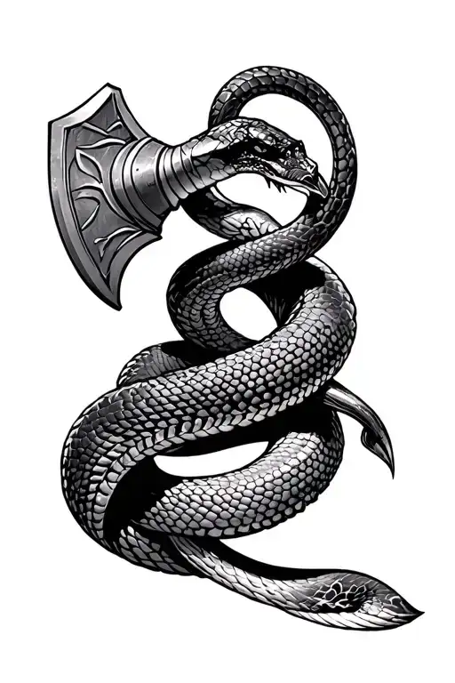 Snake Wrapped Around Mjolnir