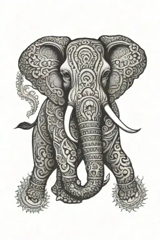 Mandala Elephant Head Tattoo Holding
