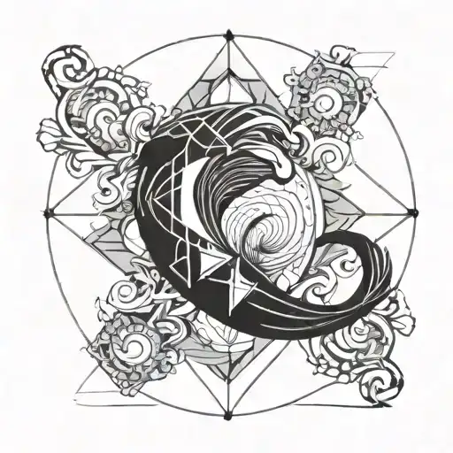 A Geometric Aquarius Symbol Incorporating Elements Of The Sea