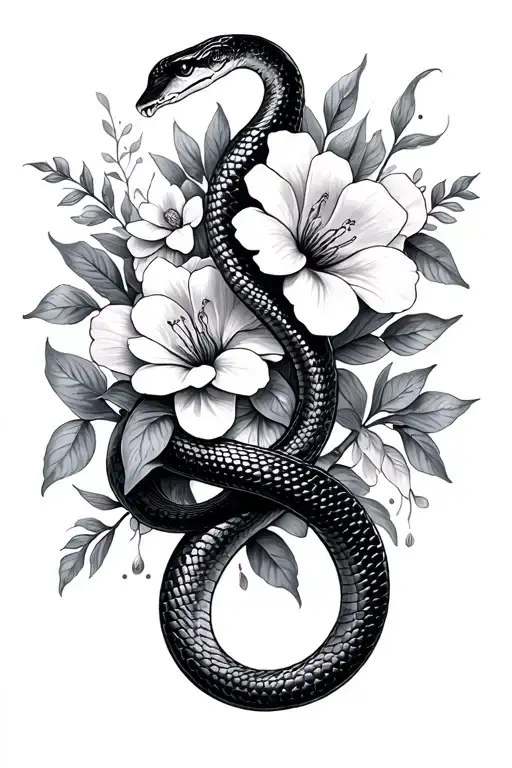 Snake And Flowers