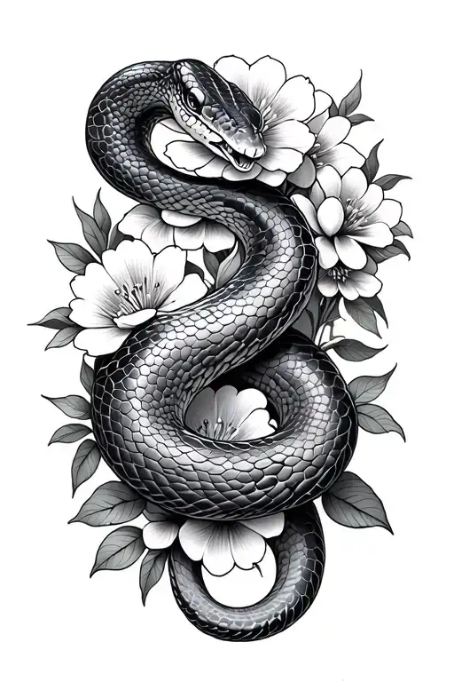 Snake And Flowers Intertwined