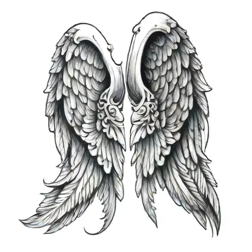 2 Angel Wings With A Half Filled In Halo