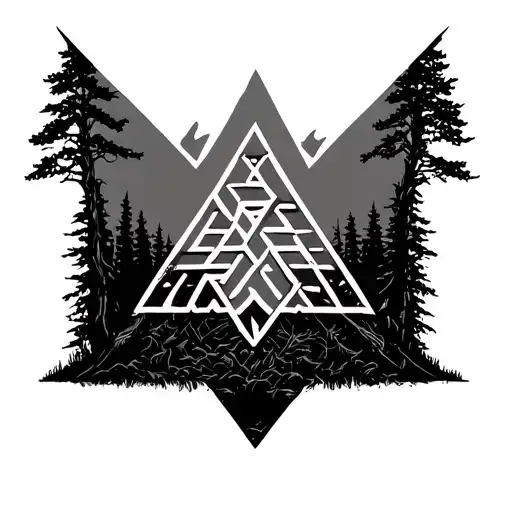 Valknut Symbol Forest Back Ground