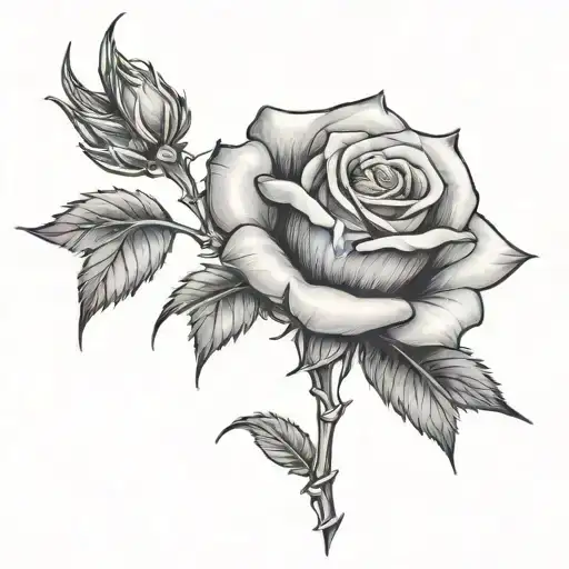 Rose With Stem And Thorns