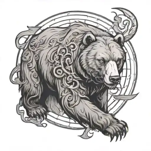 Bear And Saggitarius Zodiac Sign Black