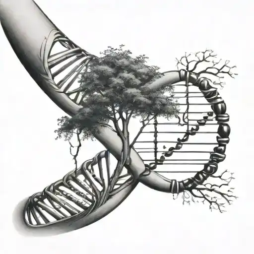 Dna Helix With One Strand Being Water And The Second Being A Tree