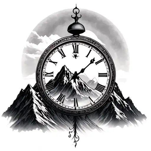 Mountain And Clock Face