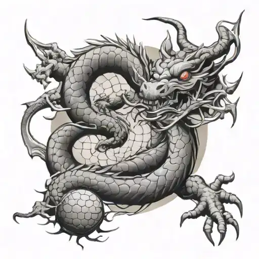 Shenron Dragon And Dragonballs Round Him