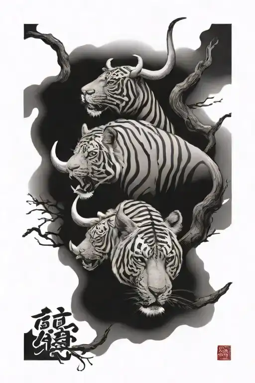 Rib Tattoo That Combines Japan And South Africa Big Five