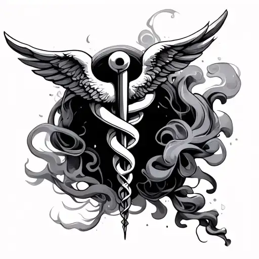 Caduceus Smoke Rising Aesthetic