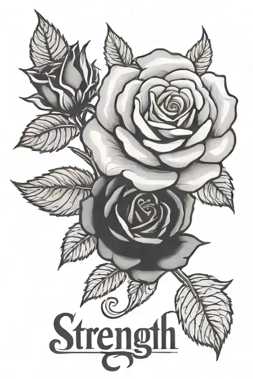 Rose With The Word Strength As The Stem Rose