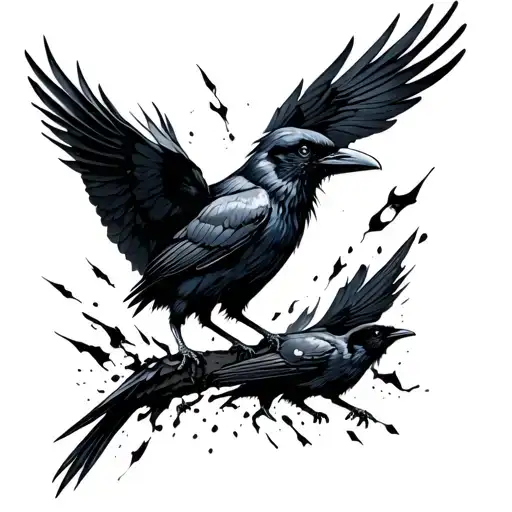 Crow Fether Breaking Off Into Crows